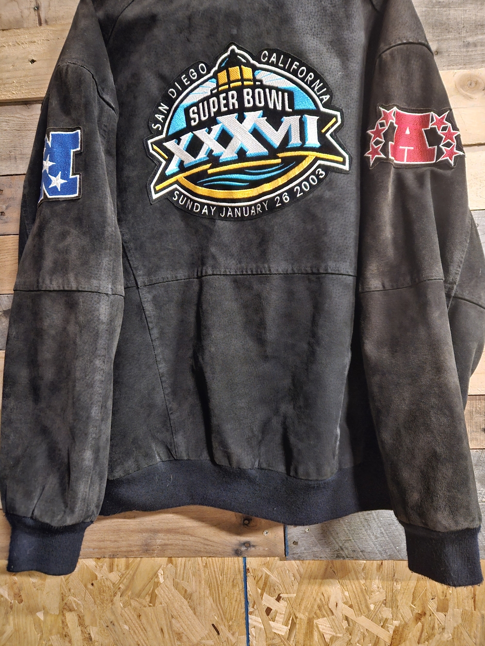 2003 Super Bowl XXXVII Black Suede Jacket - Official NFL Style Size XL